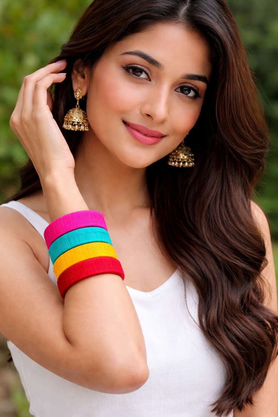 Multicolor Thread-Wrapped Bangles Set-4 Pcs