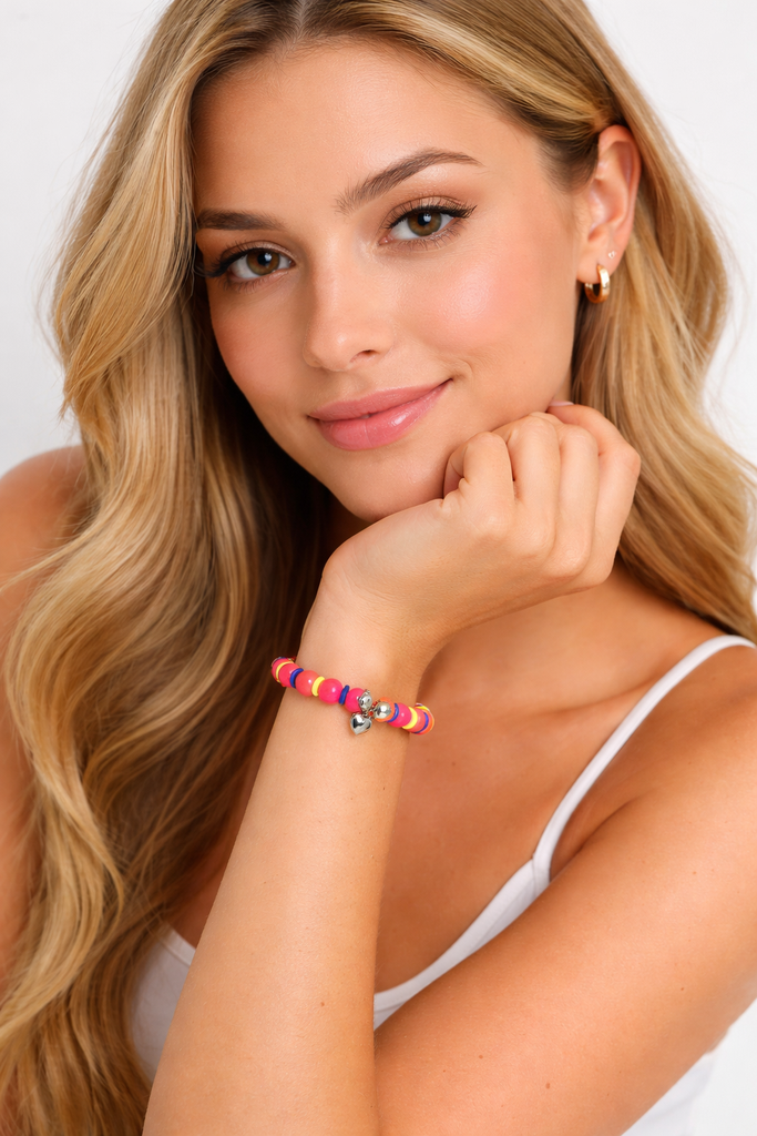 Vibrant Multicolour Bead Bracelet with Silver Ghunghroo Charms