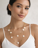 Anti tarnish mother of pearl coin necklace