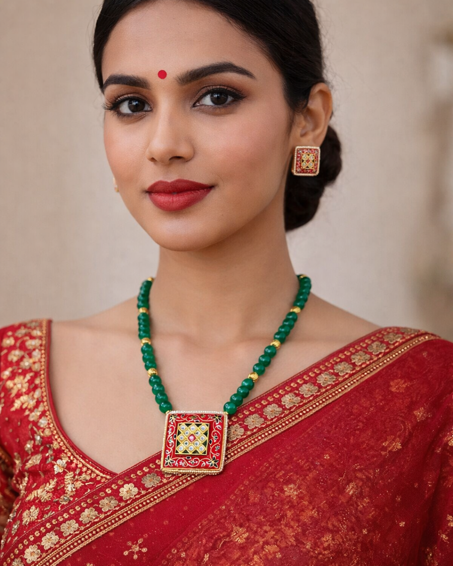 Traditional green Beads jewellery