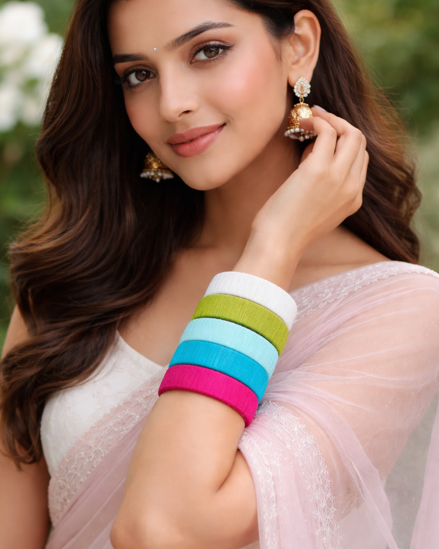 Vibrant Multicolour Thread patla Bangles Set