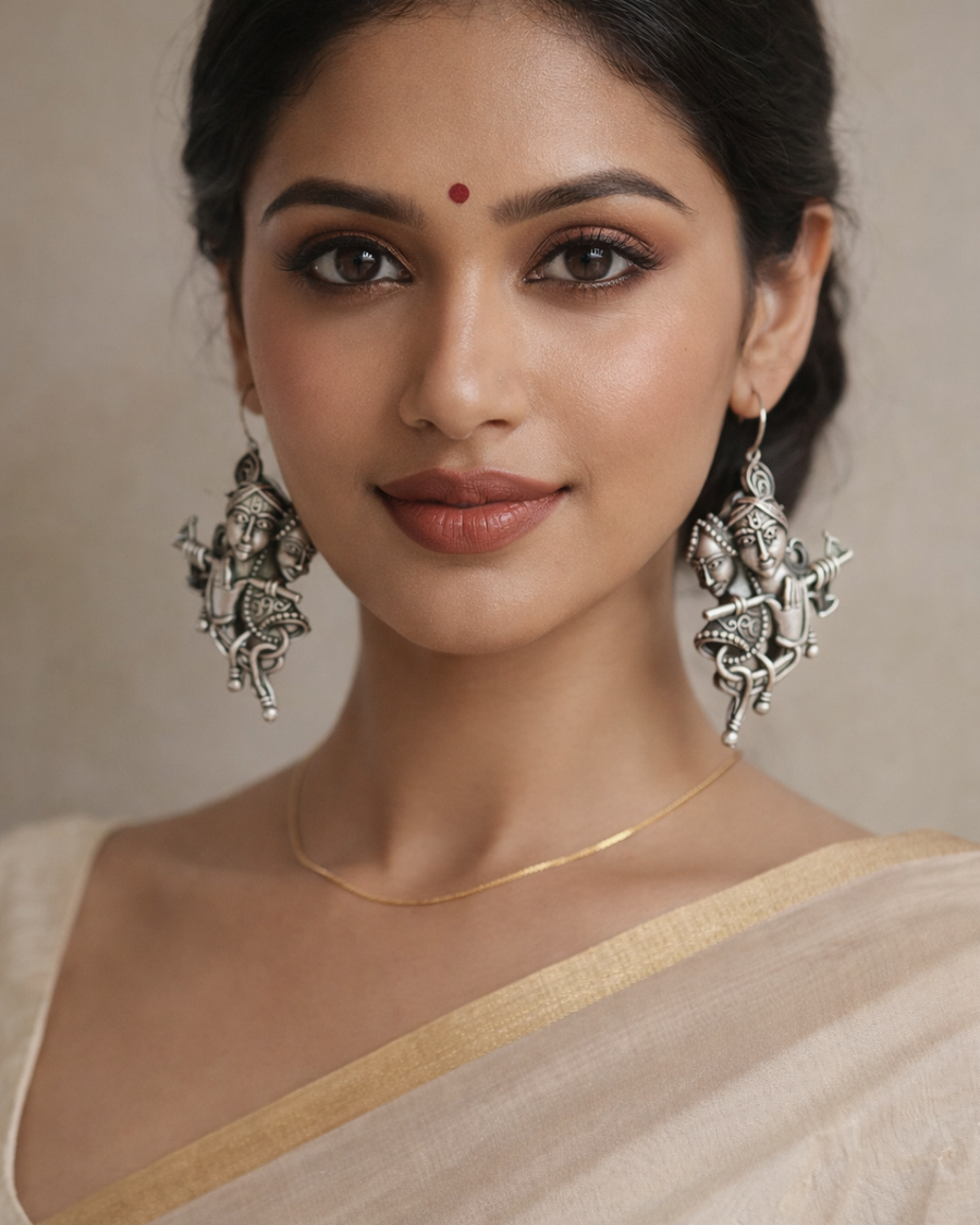 Tribal-Art Krishna-Radha Statement Earrings