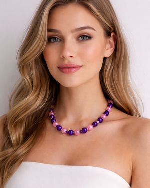 Purple & Pink Beaded Necklace