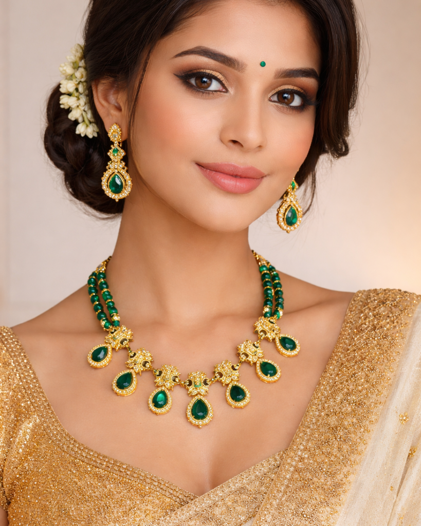 Royal Emerald Green Beaded Antique set