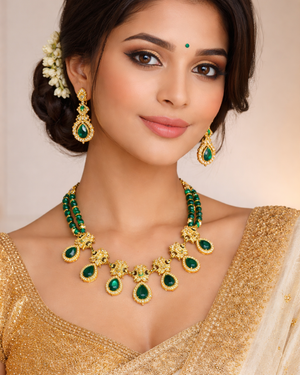 Royal Emerald Green Beaded Antique set