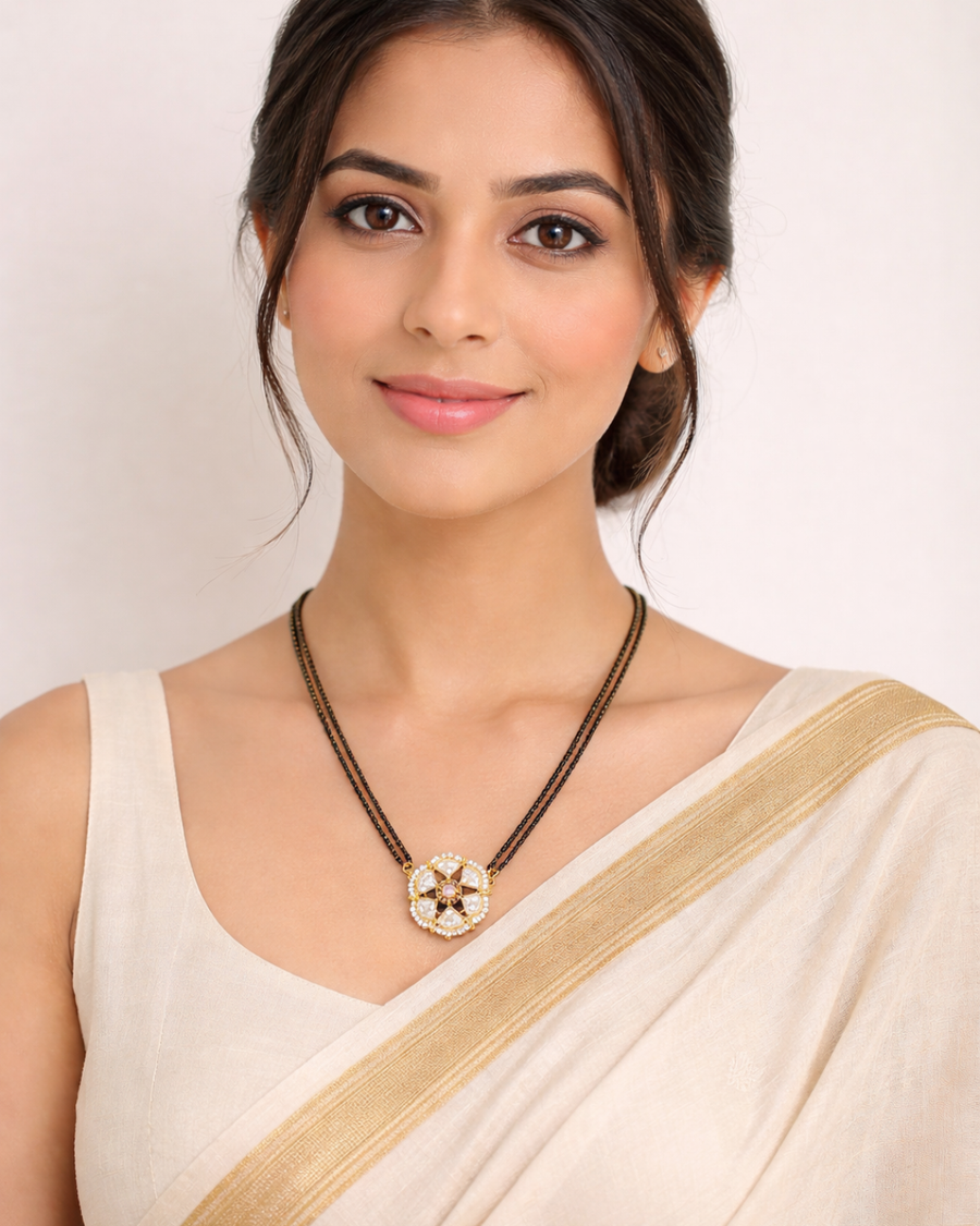 Dual black-beads chain mangalsutyra