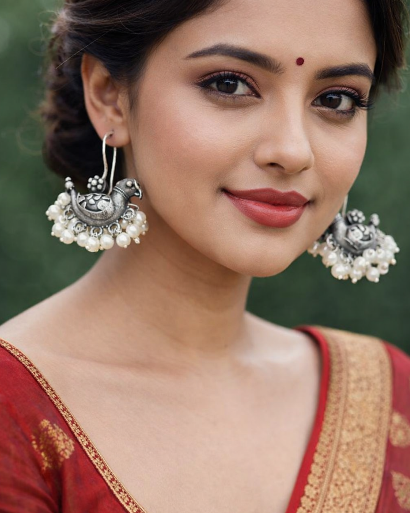 Delicate white pearl drops earrings