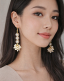 Golden Beaded Drop Earrings