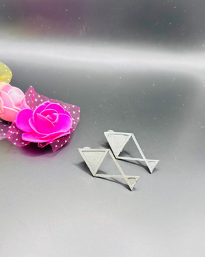 Geometric Silver Triangle Earrings