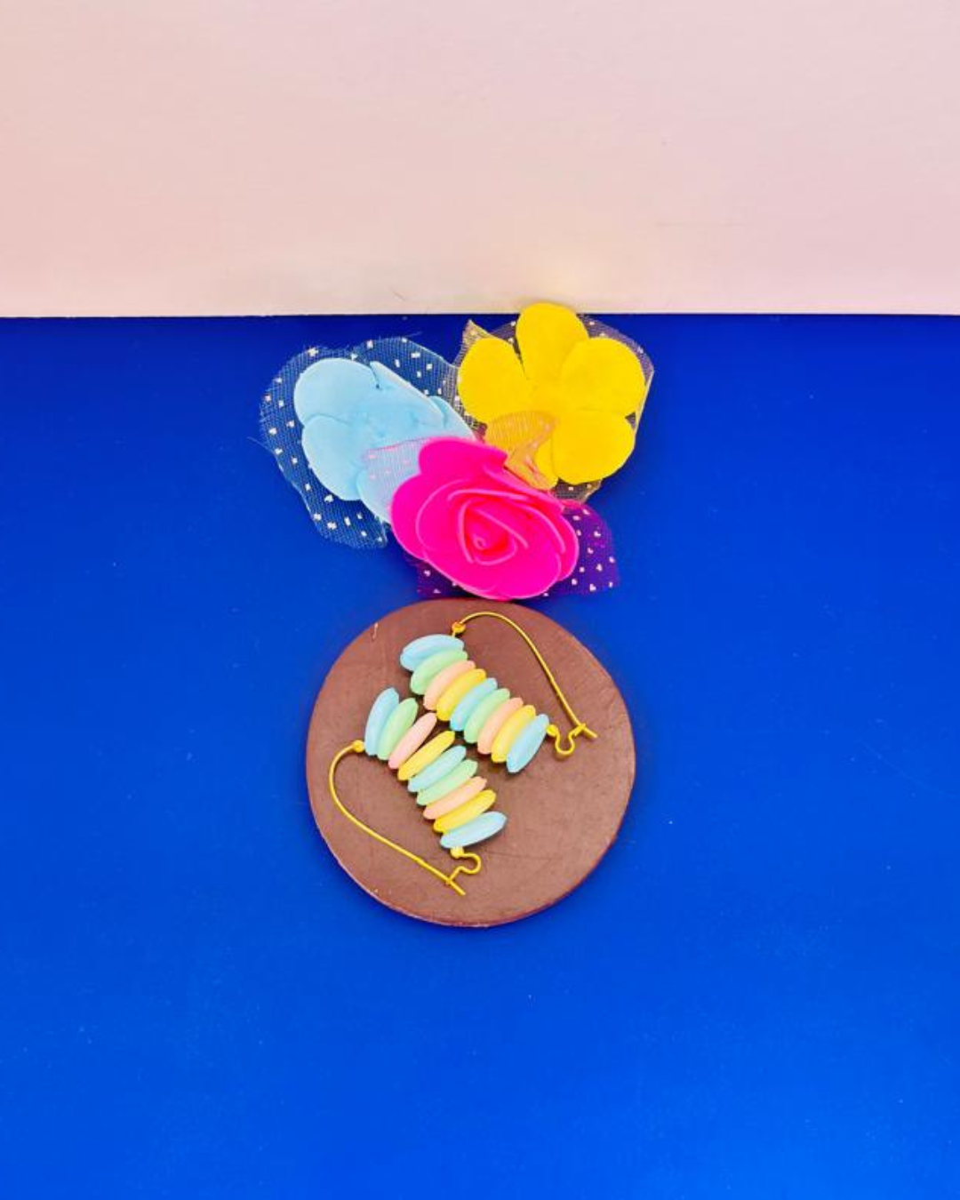 Pastel Bead Hoop Earrings – Lightweight & Trendy