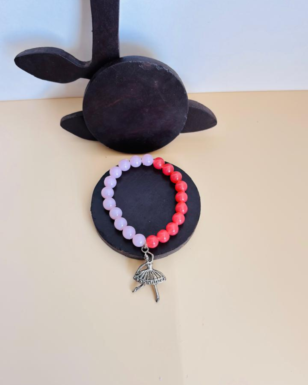 Dual-Tone Beaded Bracelet with Ballerina Charm