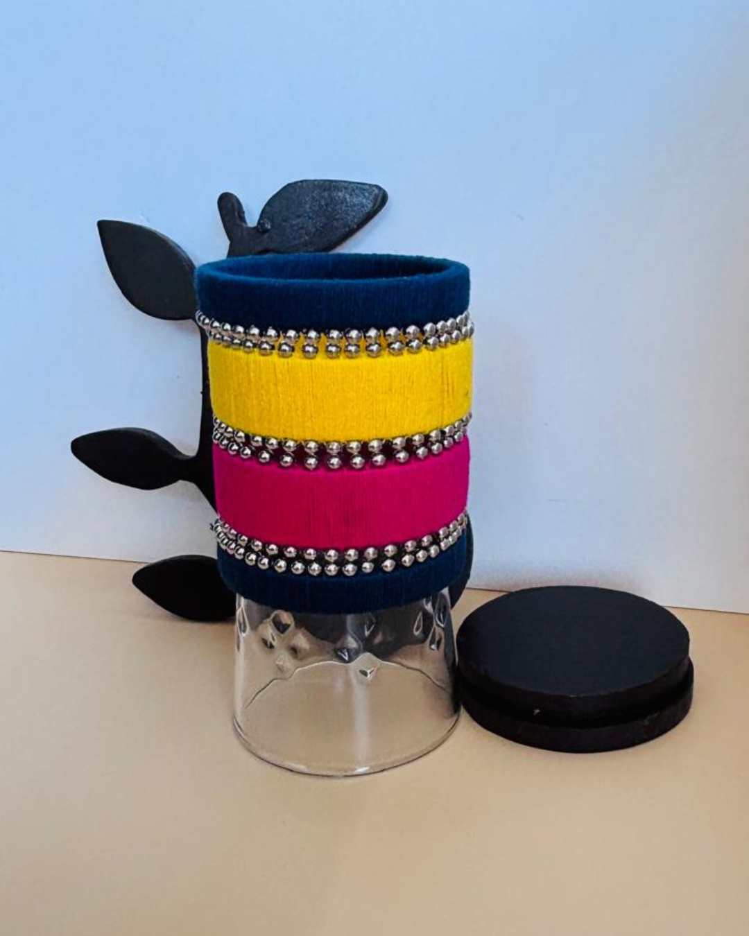 Bangles with Sparkling Silver Beads-Set of 4