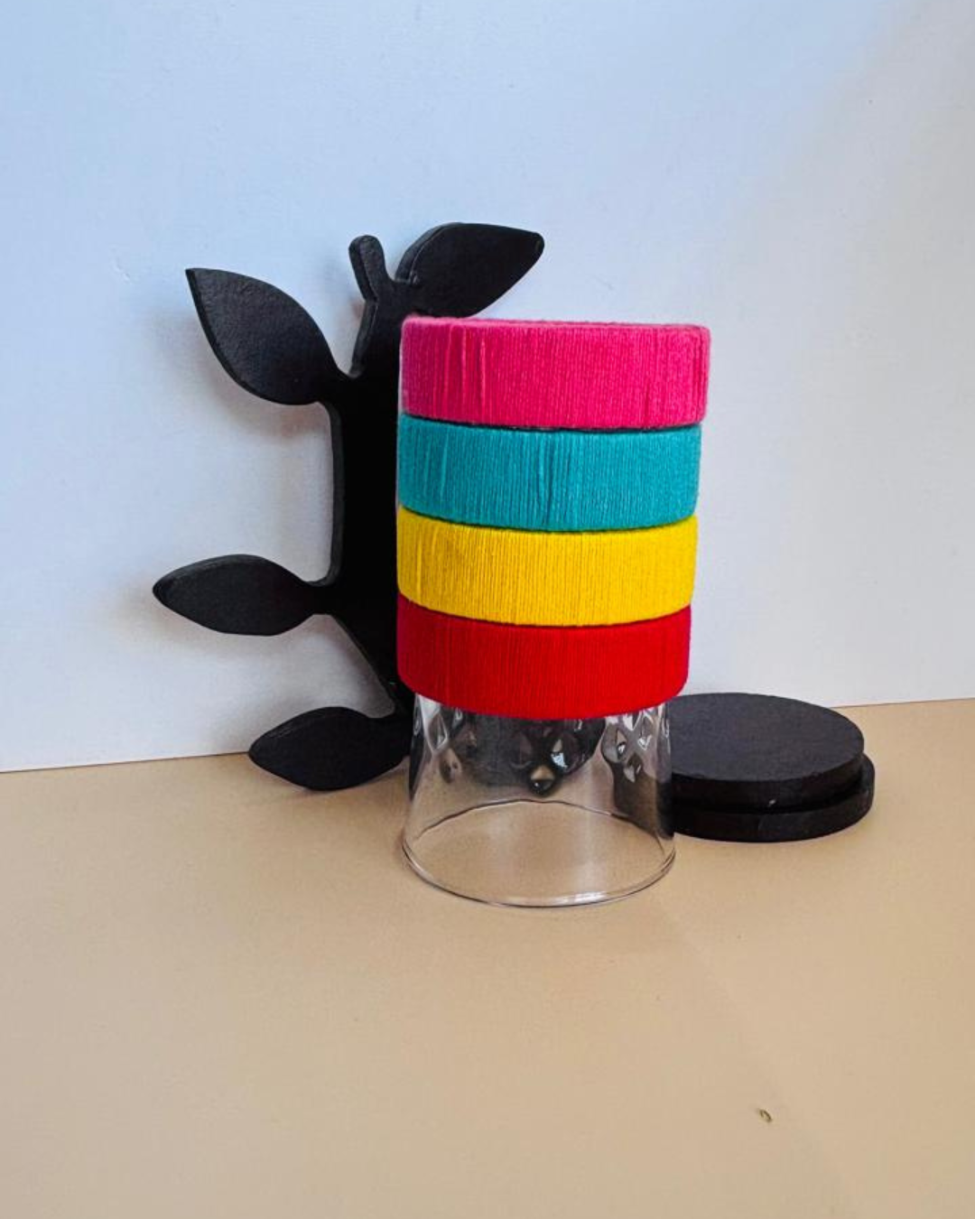 Multicolor Thread-Wrapped Bangles Set-4 Pcs