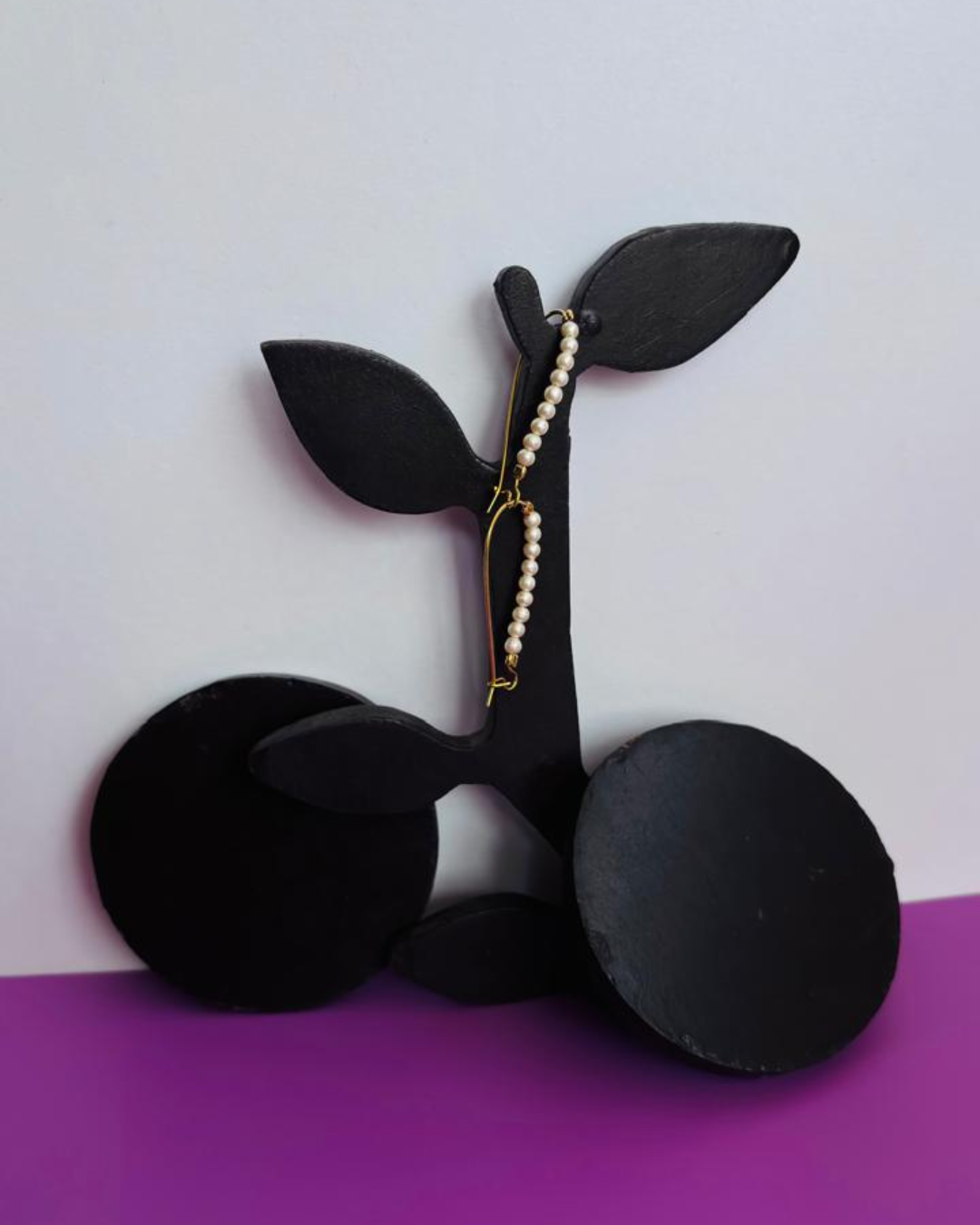 Pearl Droplet Hoop Earrings -Minimal Gold Finish